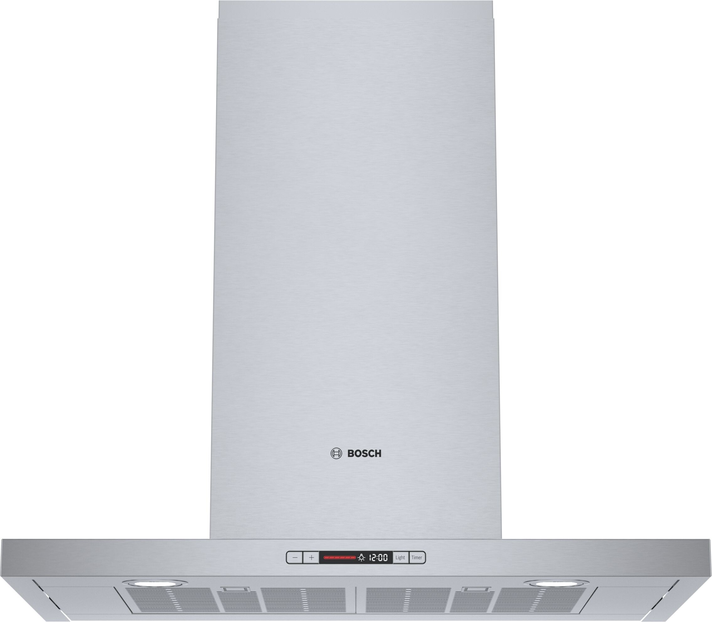 Bosch HCB50651UC 30 inch 500 Series Box Canopy Chimney Hood with 600 CFM Centrifugal Integrated Blower, Four Speed Touch Controls with LCD Display and Dishwasher Safe Filters, in Stainless Steel