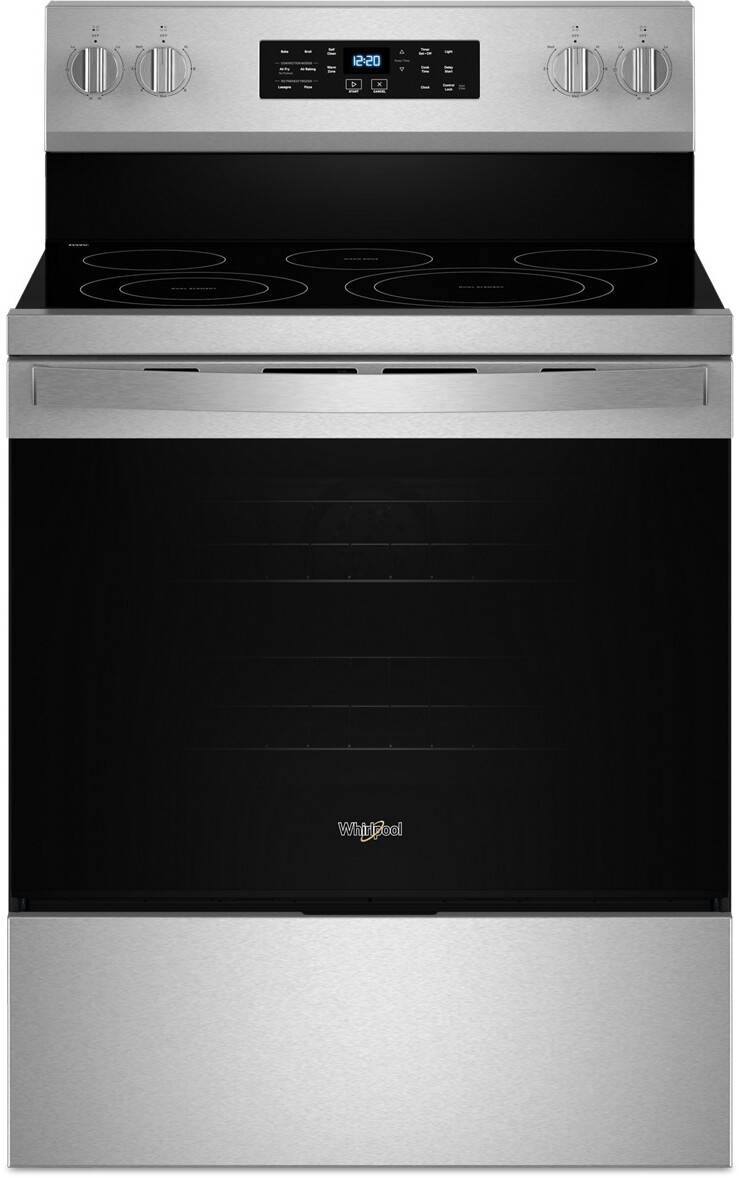 Whirlpool 30 in. Energy Star Electric Range with Air Cooking Technology, No Preheat Air Fry and Air Baking and Self Clean in Stainless Steel 30 in. WFES5030RS