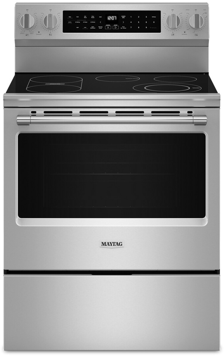 Maytag MFES8030RZ 30 inch Electric Range with 5 Radiant Elements, 5.3 cu. ft. Oven Capacity, Smart Appliance, Griddle Zone, in Fingerprint Resistant Stainless Steel