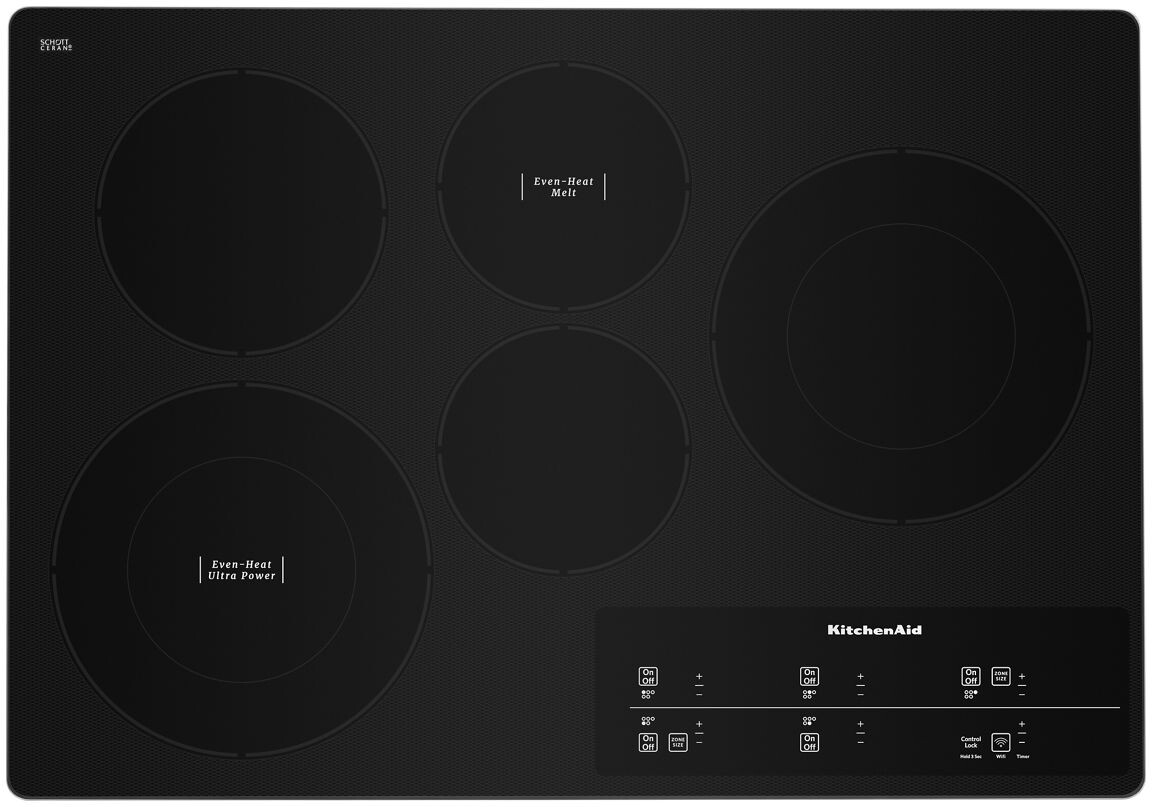 Kitchenaid KCES950KSS 30" Electric Cooktop With 5 Elements And Touch-Activated Controls - 10''/6'' Even-Heat Ultra Power Element, Hot Surface