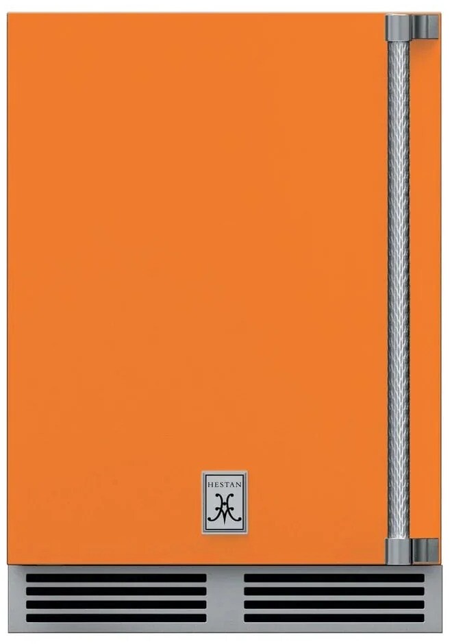Hestan GRSL24OR 24 inch Outdoor Under Counter Refrigerator with 5.2 cu. ft. Capacity, LED Lighting, Door Lock, Heavy-gauge body construction (Citra Orange)