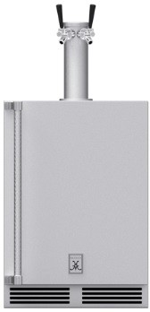 Hestan GFDSR242 24 inch Outdoor Dual Faucet Beer Dispenser with 5.2 cu. ft. Capacity, LED Lighting, Solid Locking Door (Steeletto Stainless Steel, Right Hinge)