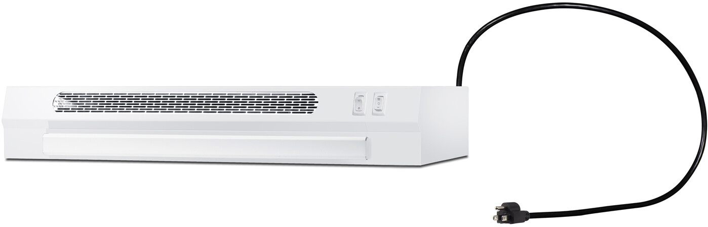 Summit HRTX24WPTC 24 inch Under Cabinet Ductless Retractable Range Hood with LED Lighting, Two Fan Speeds, Rocker Controls and Cord and Plug Included (White)