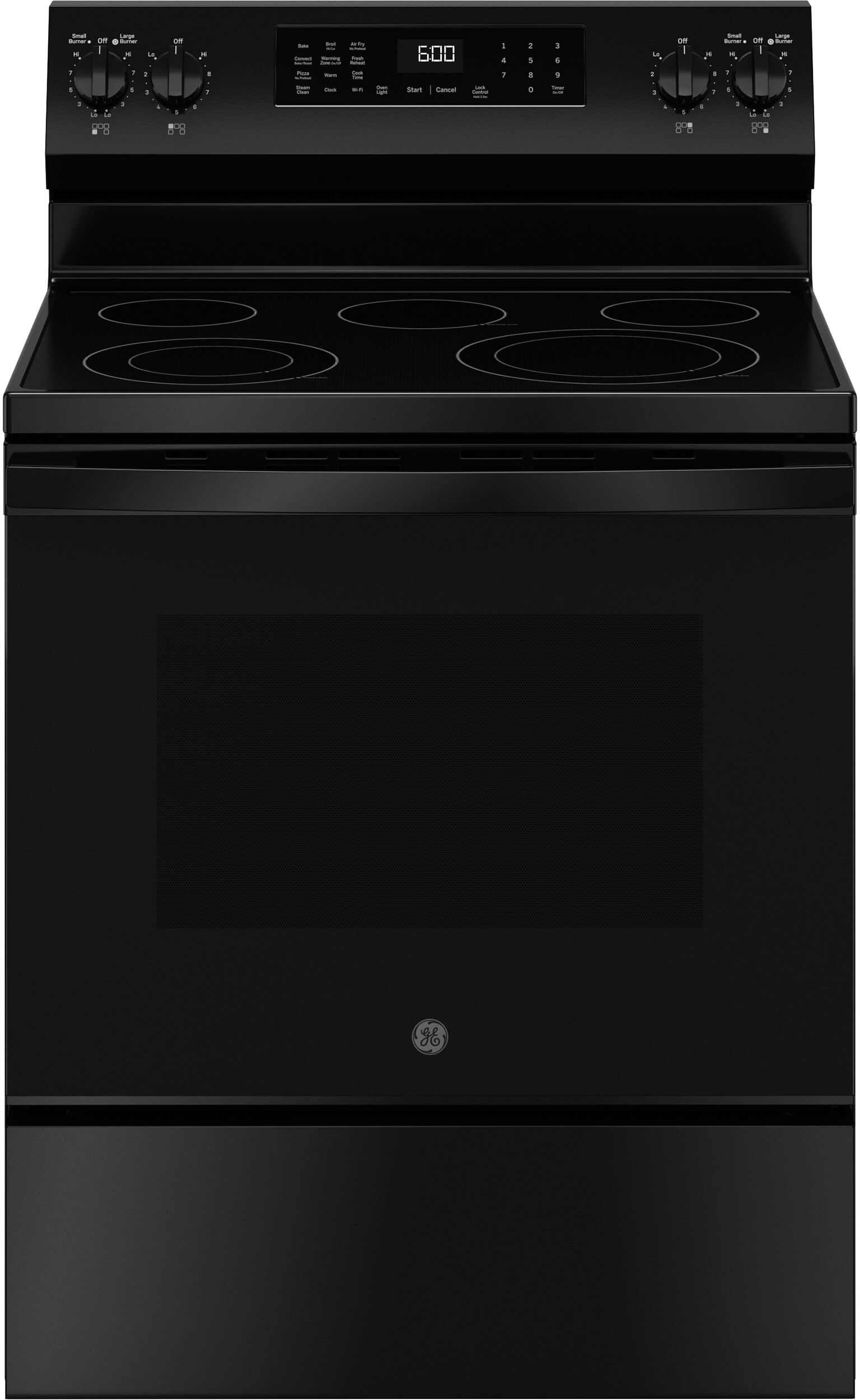 GE - 5.3 Cu. Ft. Freestanding Electric Convection Range with Steam Cleaning and EasyWash Tray