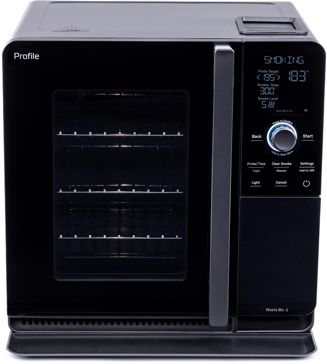 Ge Appliances P9SBAAS6VBB Ge Profile Smart Indoor Smoker with Active Smoke Filtration, Smart Smoke Generation, and Precision Smoke Control for Indoor