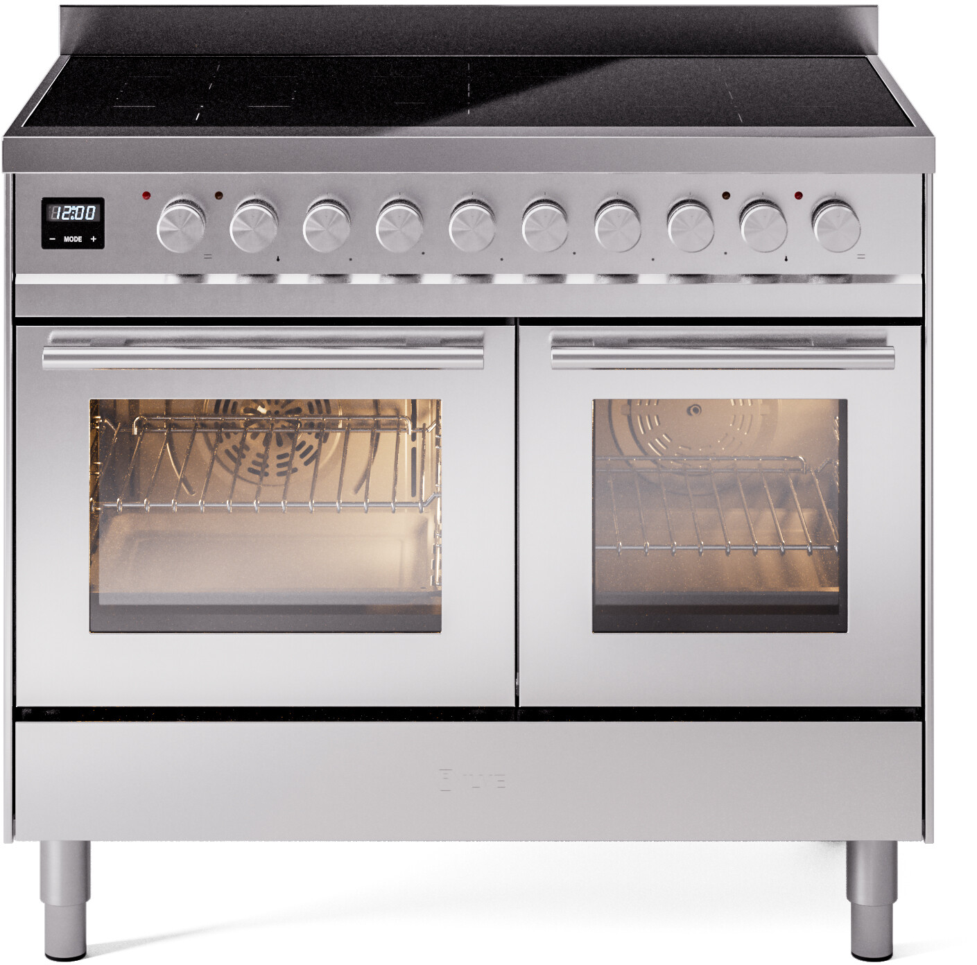 Ilve Professional Plus II 40 Inch Electric Freestanding Range in Stainless Steel with Trim - Induction, Residual Heat Indicator, Triple Glass Cool