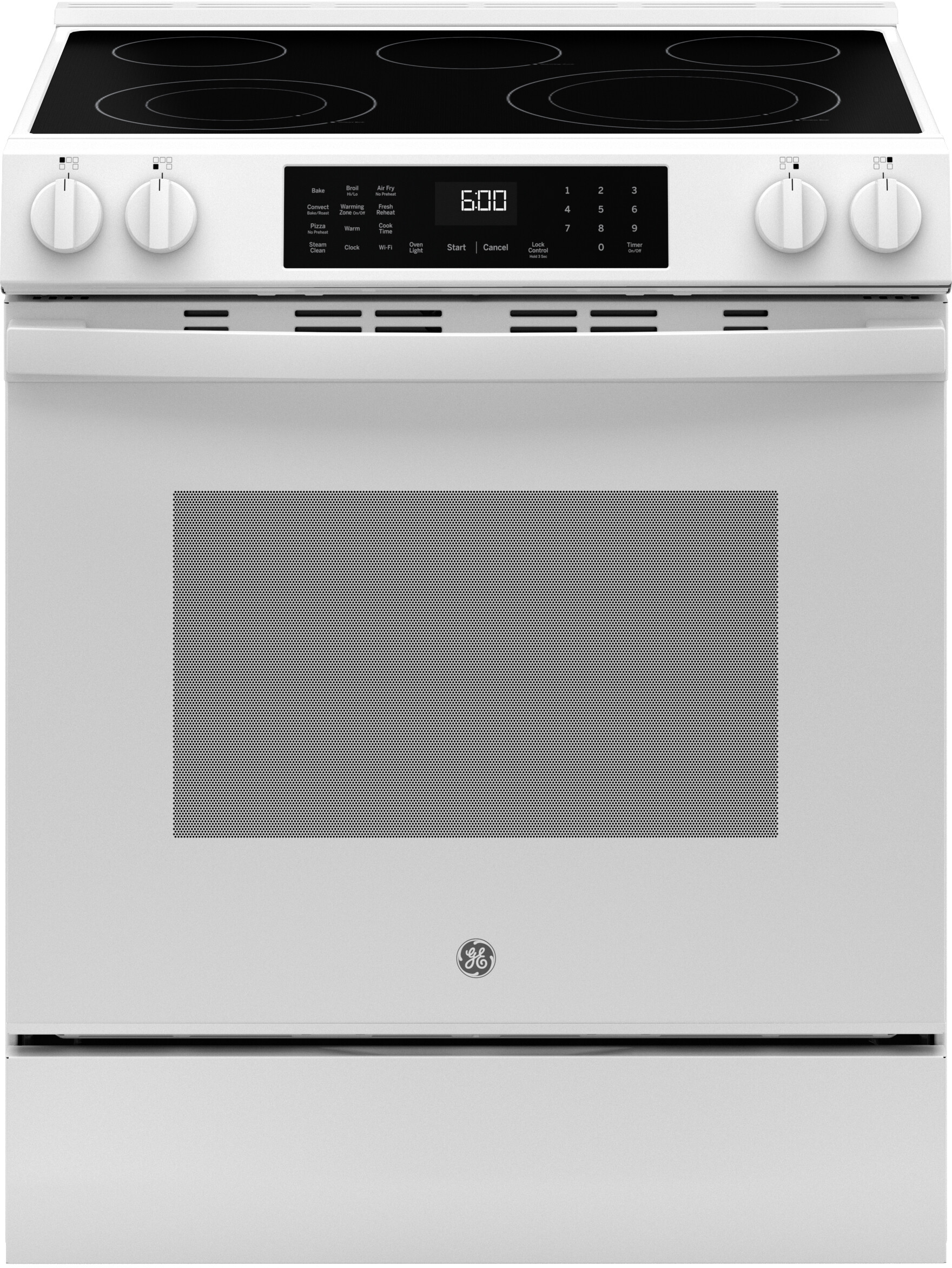 GE - 5.3 Cu. Ft. Slide-In Electric Convection Range with Steam Cleaning and EasyWash Oven Tray