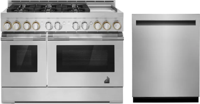 JennAir 2 Piece Kitchen Appliances Package with Gas Range and Dishwasher in Stainless Steel JARADW101