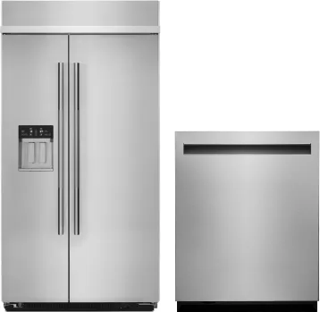 JennAir 2 Piece Kitchen Appliances Package with Side-by-Side Refrigerator and Dishwasher in Stainless Steel JAREDW100
