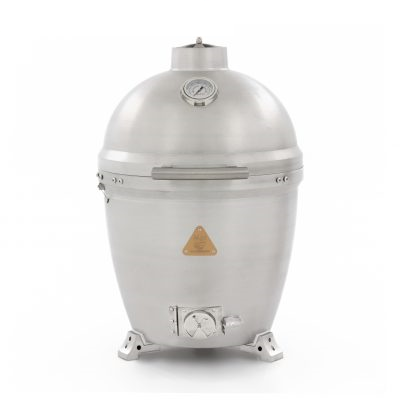 Blaze BLZ20KAMADO 20 inch Cast Aluminum Kamado with Lift Assist Hinge, Tongue and Groove Sealing, Cast Molded Exhaust Cap and Stainless Steel Grates, in Stainless Steel