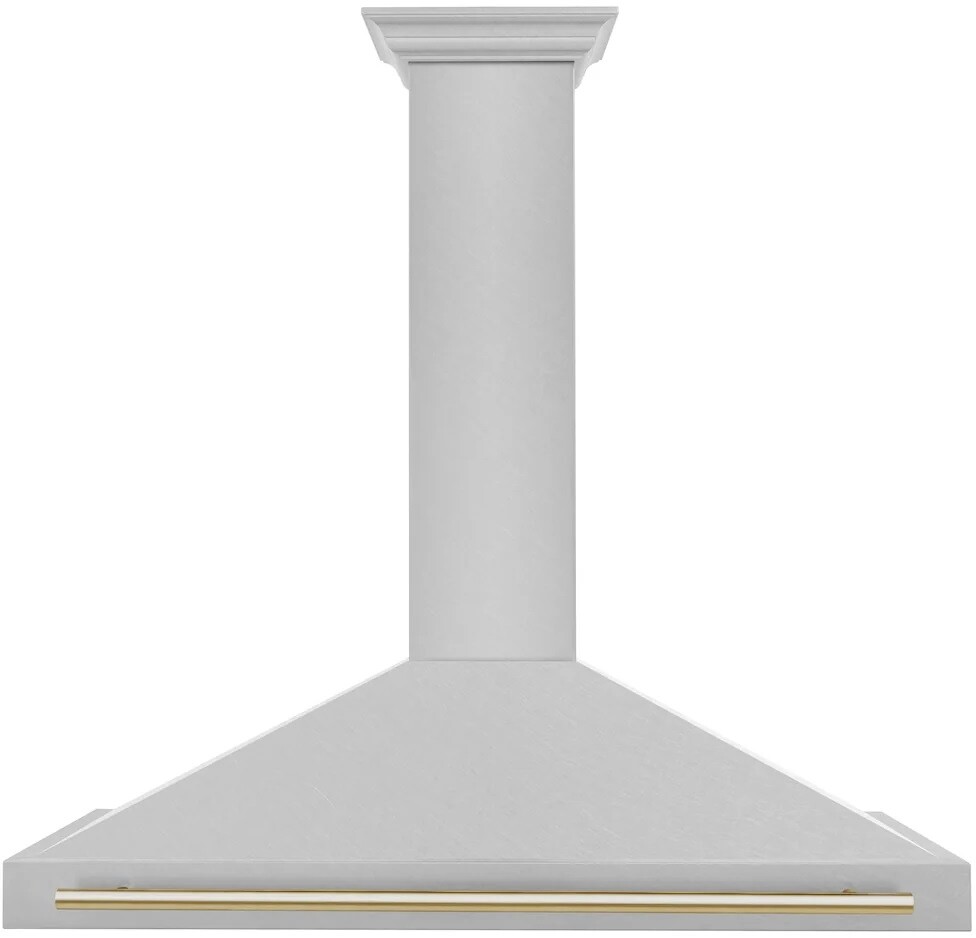 ZLINE KB4SNZ48G Autograph Edition 48 inch Convertible Wall Mount Range Hood with 400 CFM, LED Lighting, and Dishwasher-Safe Stainless Steel Baffle Filters in Satin Stainless Steel (Polished Gold)