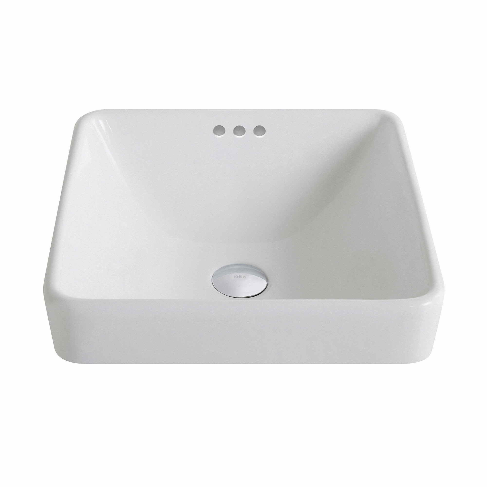 Kraus KCR-281 Elavo White Ceramic Square Semi-Recessed Bathroom Sink