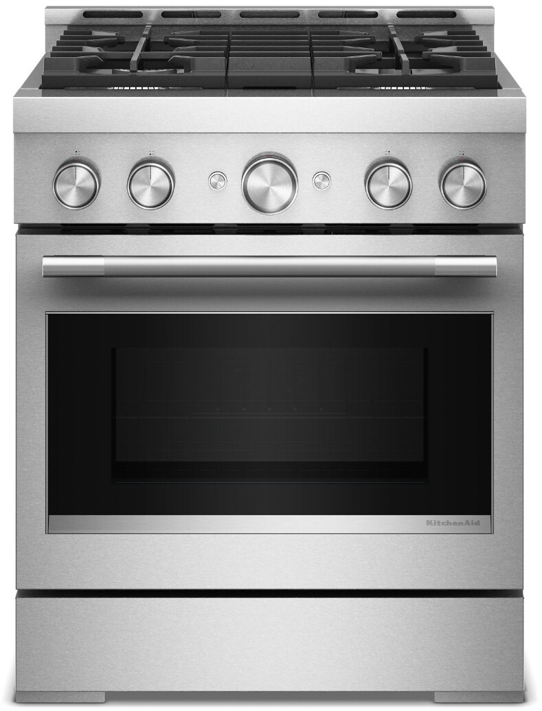 KitchenAid KFGS930SSS 30 inch Commercial-Style Gas Range with 4 Sealed Burners, 20,000 BTU Ultra Power Dual Flame Burner, Even-Heat True Convection, Air Fry Mode  (Stainless Steel)