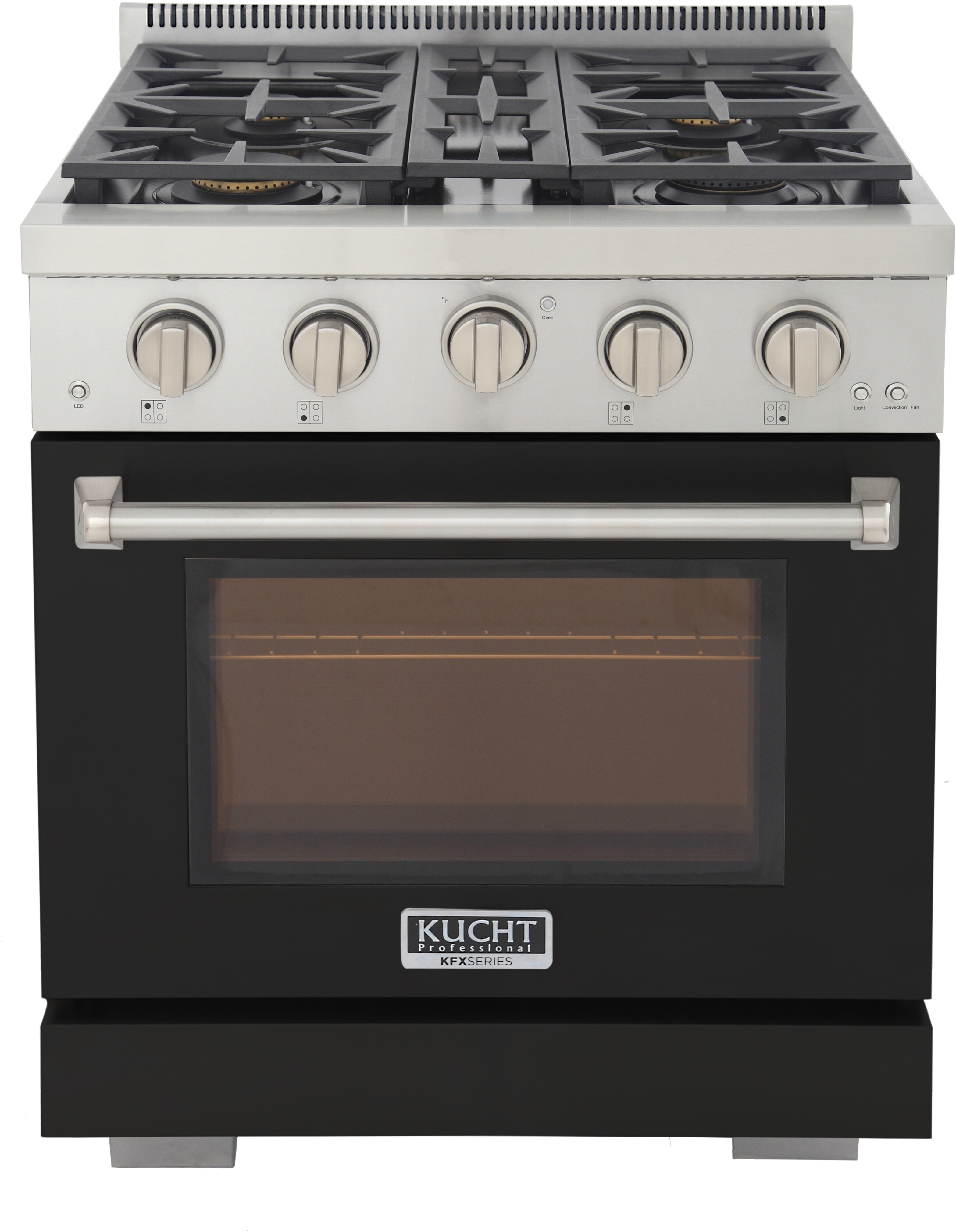 Kucht KFX3000XBK 30 inch Freestanding Gas Range with 4 Sealed Burners, 4.2 cu. ft. Oven Capacity, TrueSimmer Burner and Heavy Duty Cast-Iron Cooking Grates (Black, Natural Gas)