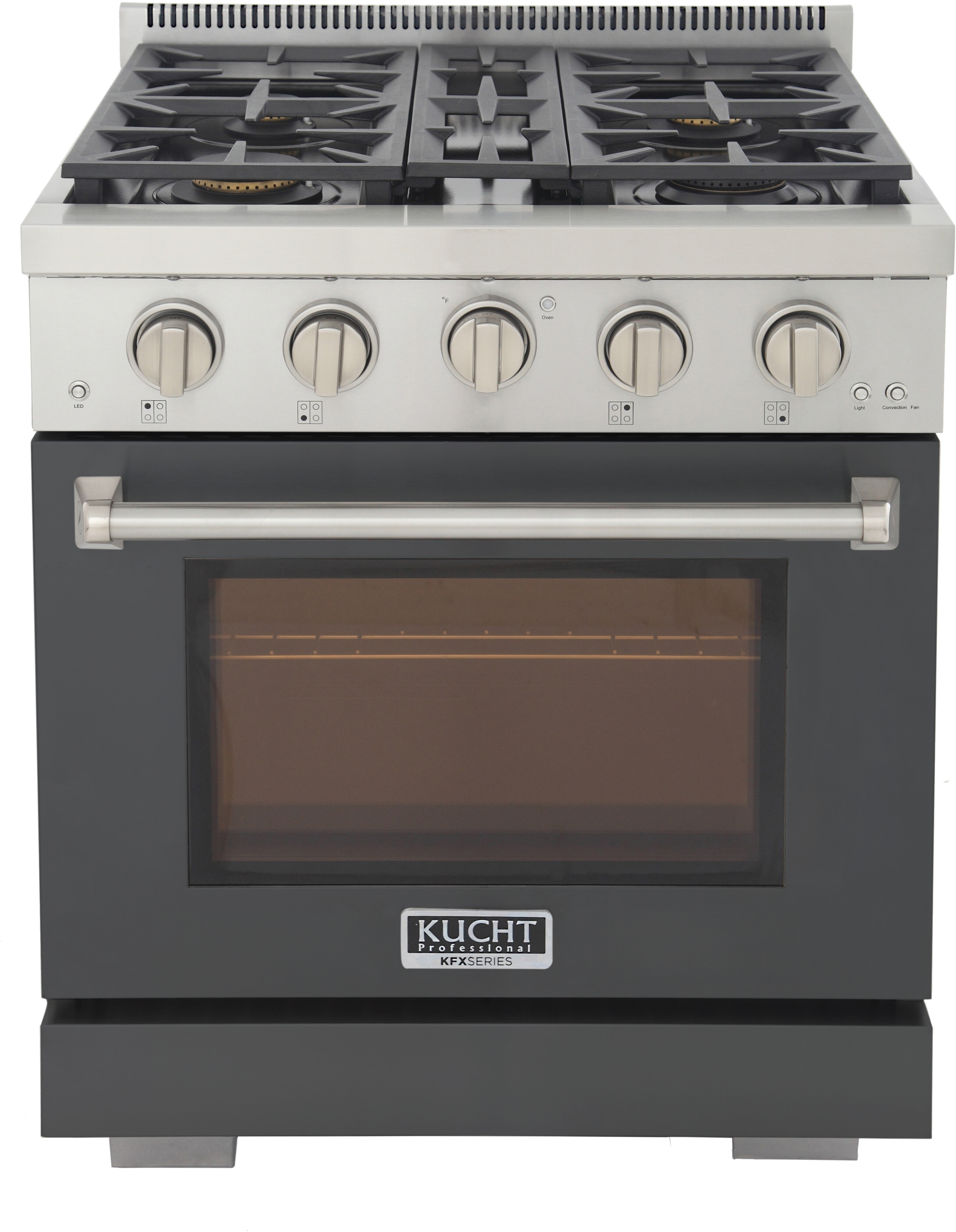 Kucht KFX3000XGY 30 inch Freestanding Gas Range with 4 Sealed Burners, 4.2 cu. ft. Oven Capacity, TrueSimmer Burner and Heavy Duty Cast-Iron Cooking Grates (Cement Gray, Natural Gas)