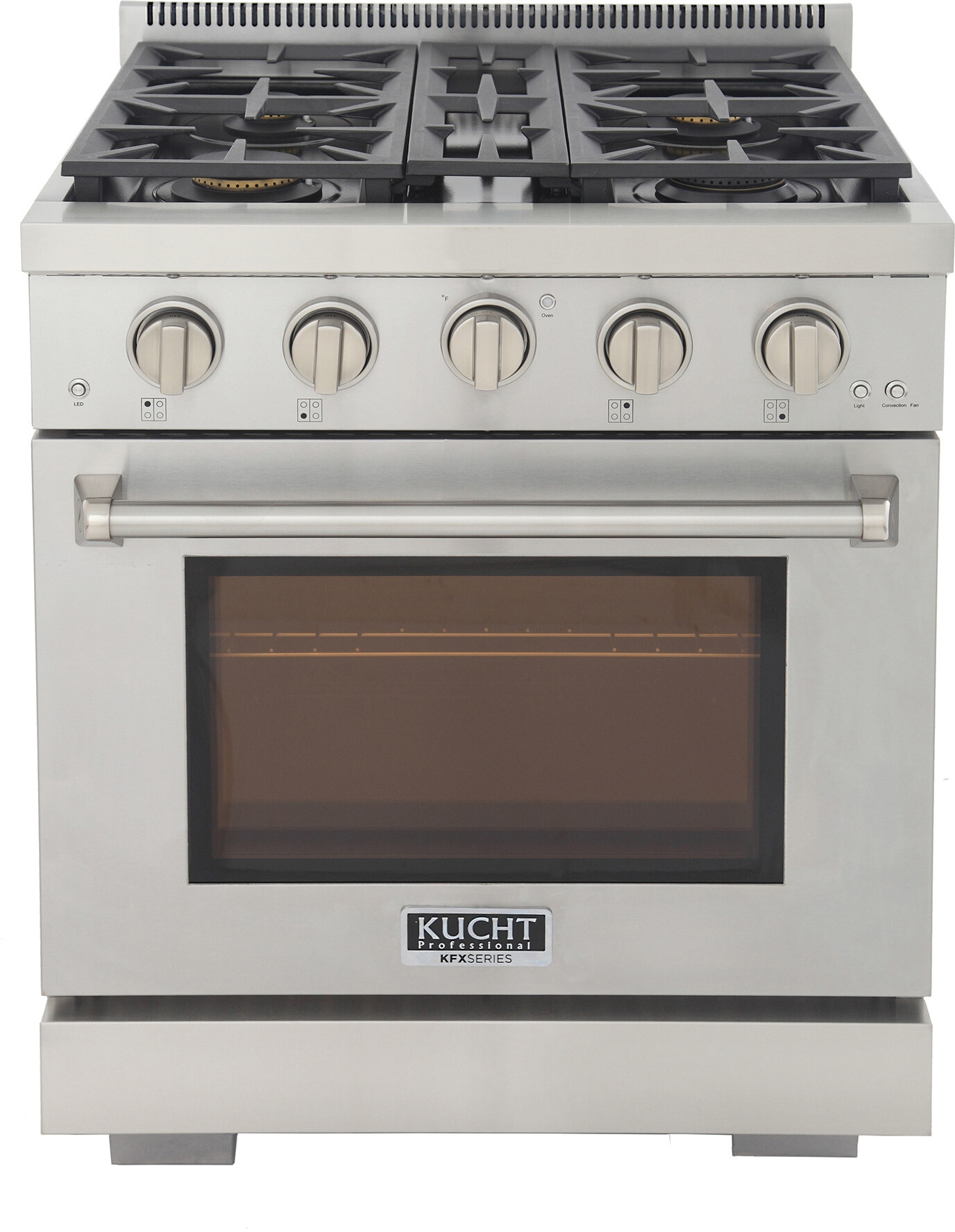 Kucht KFX3000XS 30 inch Freestanding Gas Range with 4 Sealed Burners, 4.2 cu. ft. Oven Capacity, TrueSimmer Burner and Heavy Duty Cast-Iron Cooking Grates (Stainless Steel, Natural Gas)