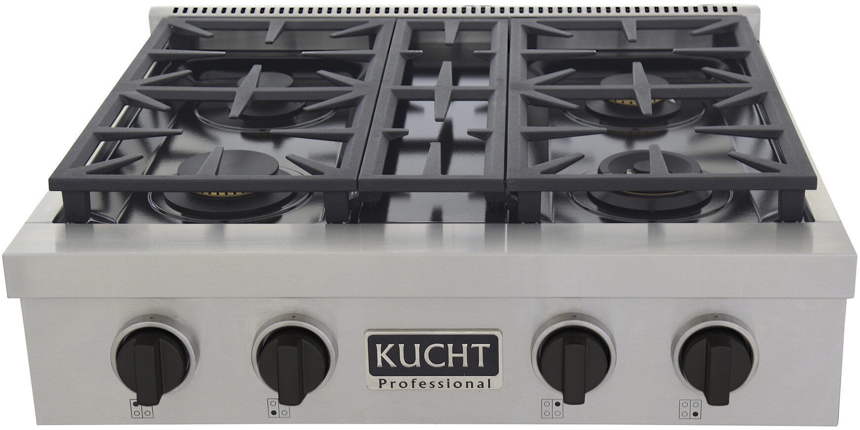 Kucht KFX309TLPK 30 inch Gas Rangetop with 4 Sealed Burners, Electronic Ignition with Auto Re-ignition and Continuous Grates in Stainless Steel (Liquid Propane, Tuxedo Black)