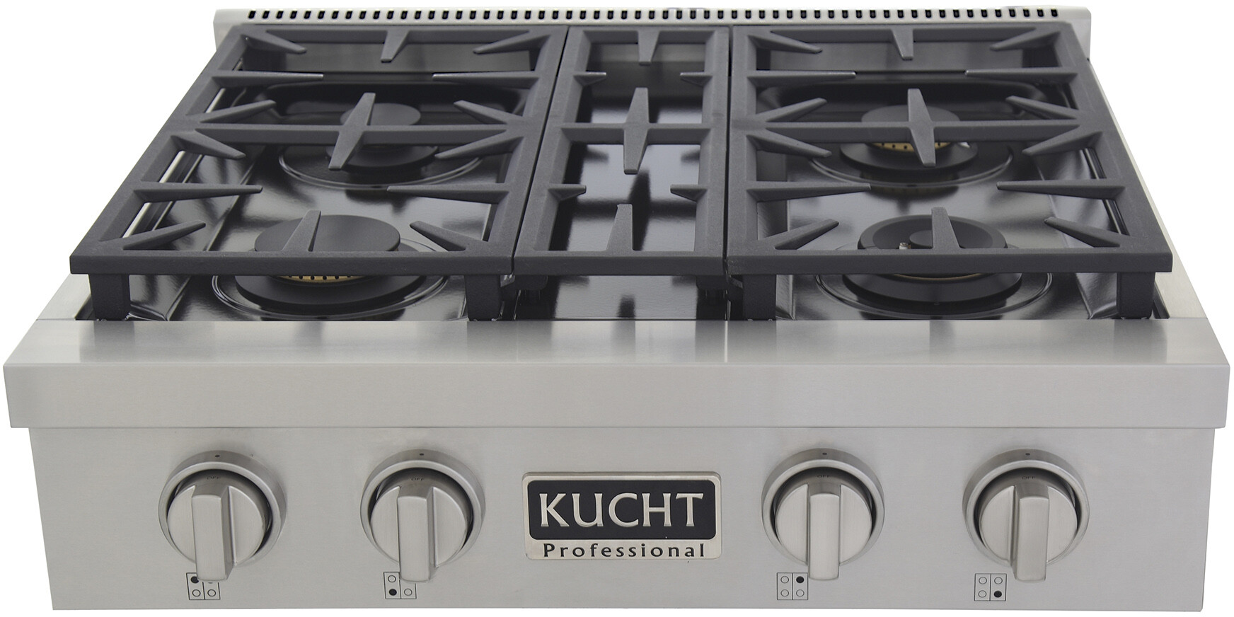 Kucht KFX309TLPS 30 inch Gas Rangetop with 4 Sealed Burners, Electronic Ignition with Auto Re-ignition and Continuous Grates in Stainless Steel (Liquid Propane, Stainless Steel)