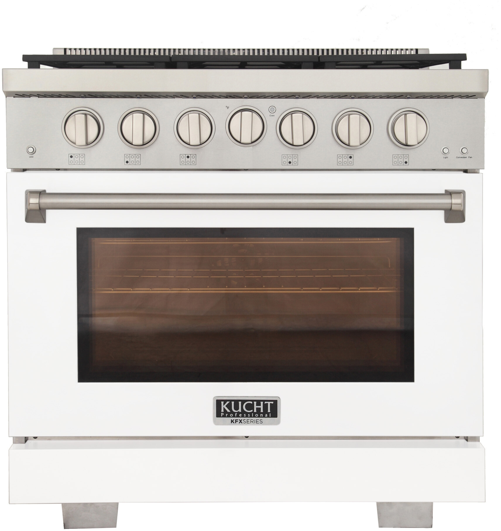 Kucht KFX3600XW 36 inch Freestanding Gas Range with 6 Sealed Burners, 5.2 cu. ft. Oven Capacity, TrueSimmer Burner and Reversible Griddle/Grill (White, Natural Gas)
