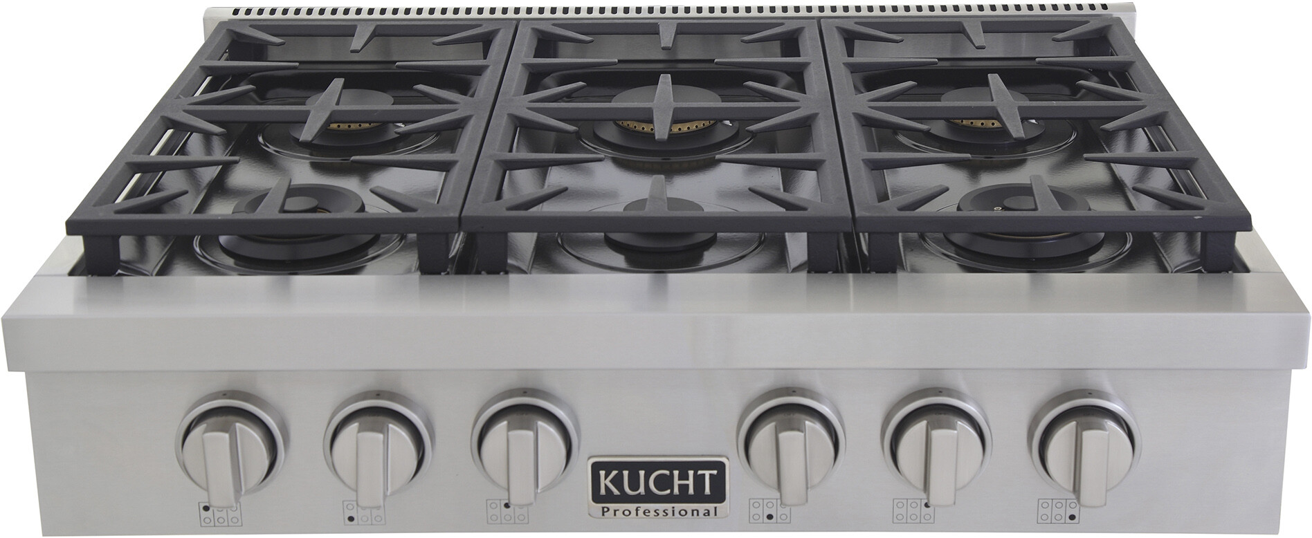 Kucht KFX369TS 36 inch Gas Rangetop with 6 Sealed Burners, Electronic Ignition with Auto Re-ignition and Continuous Grates in Stainless Steel (Natural Gas, Stainless Steel)