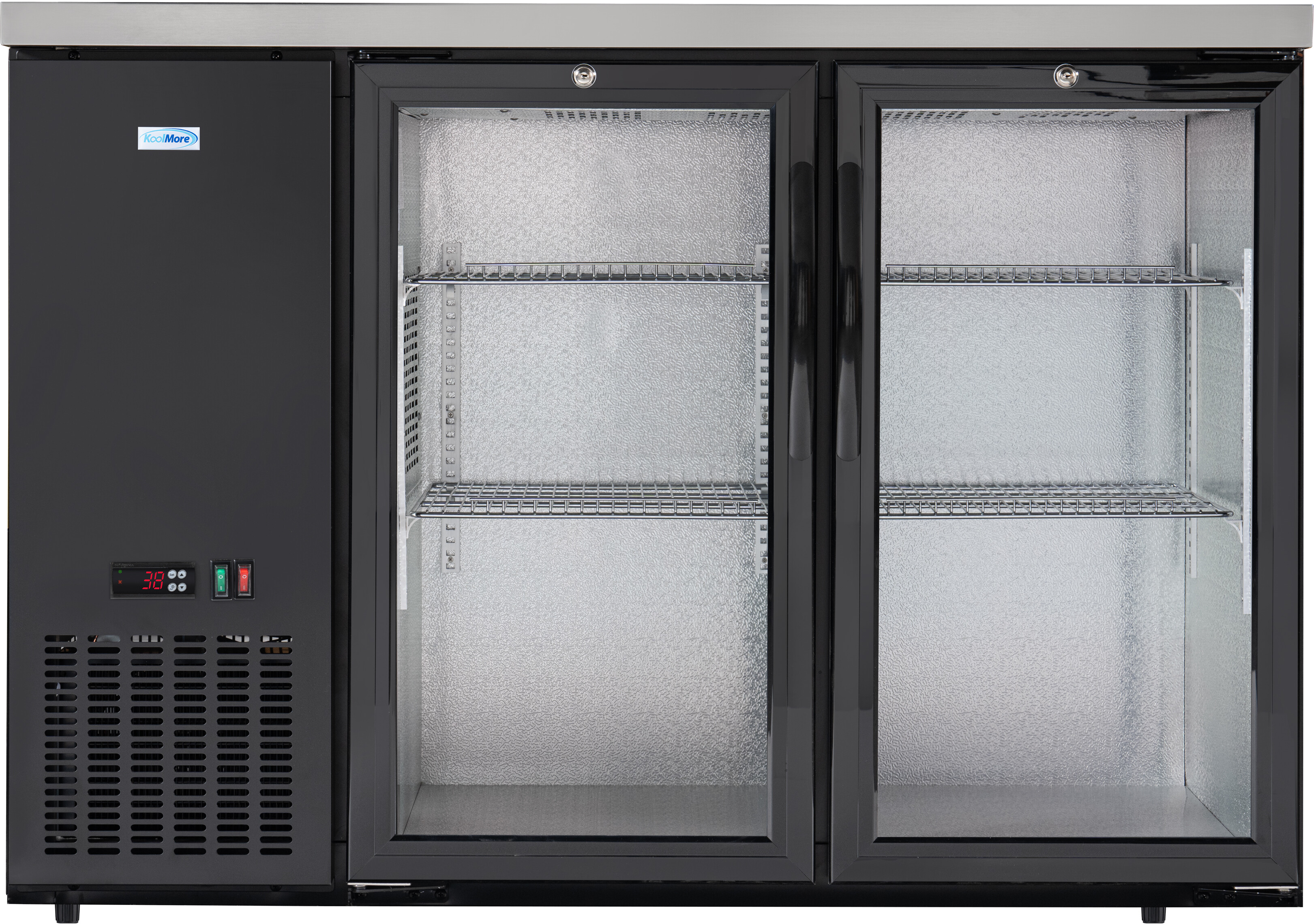 Koolmore - 47 in. Commercial Two Glass Door Back Bar Cooler Refrigerator with LED Lighting, 11 Cu. Ft Capacity - Black — FIN-0006757 | Fridge.com