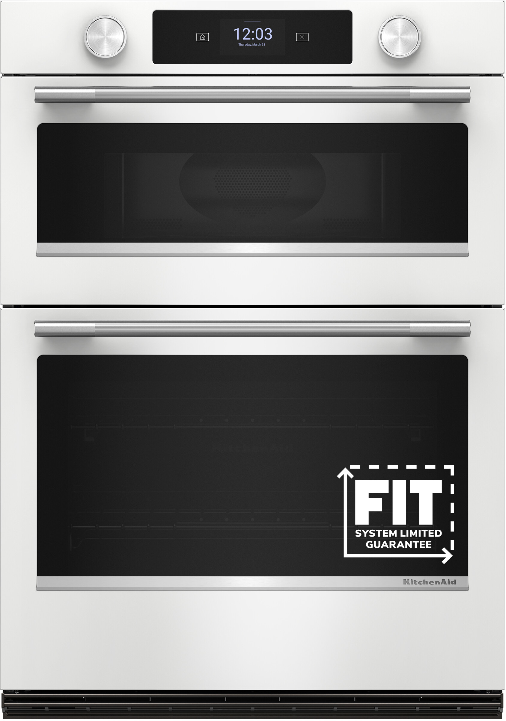 KitchenAid KOEC730SWH 30 inch Smart Combo Wall Oven with Assisted Cook Cycles, Assisted Cook Cycles, Even-Heat True Convection, Temperature Probe (White)