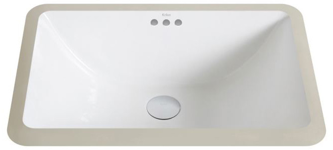 Kraus KCU-241 Elavo Small Rectangular Ceramic Undermount Bathroom Sink with Overflow, White