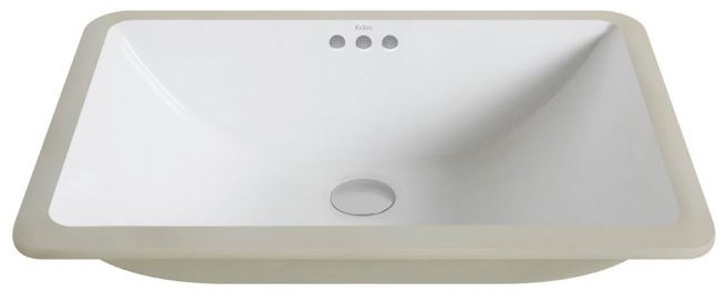 Kraus KCU-251 Elavo Large Rectangular Ceramic Undermount Bathroom Sink with Overflow, White