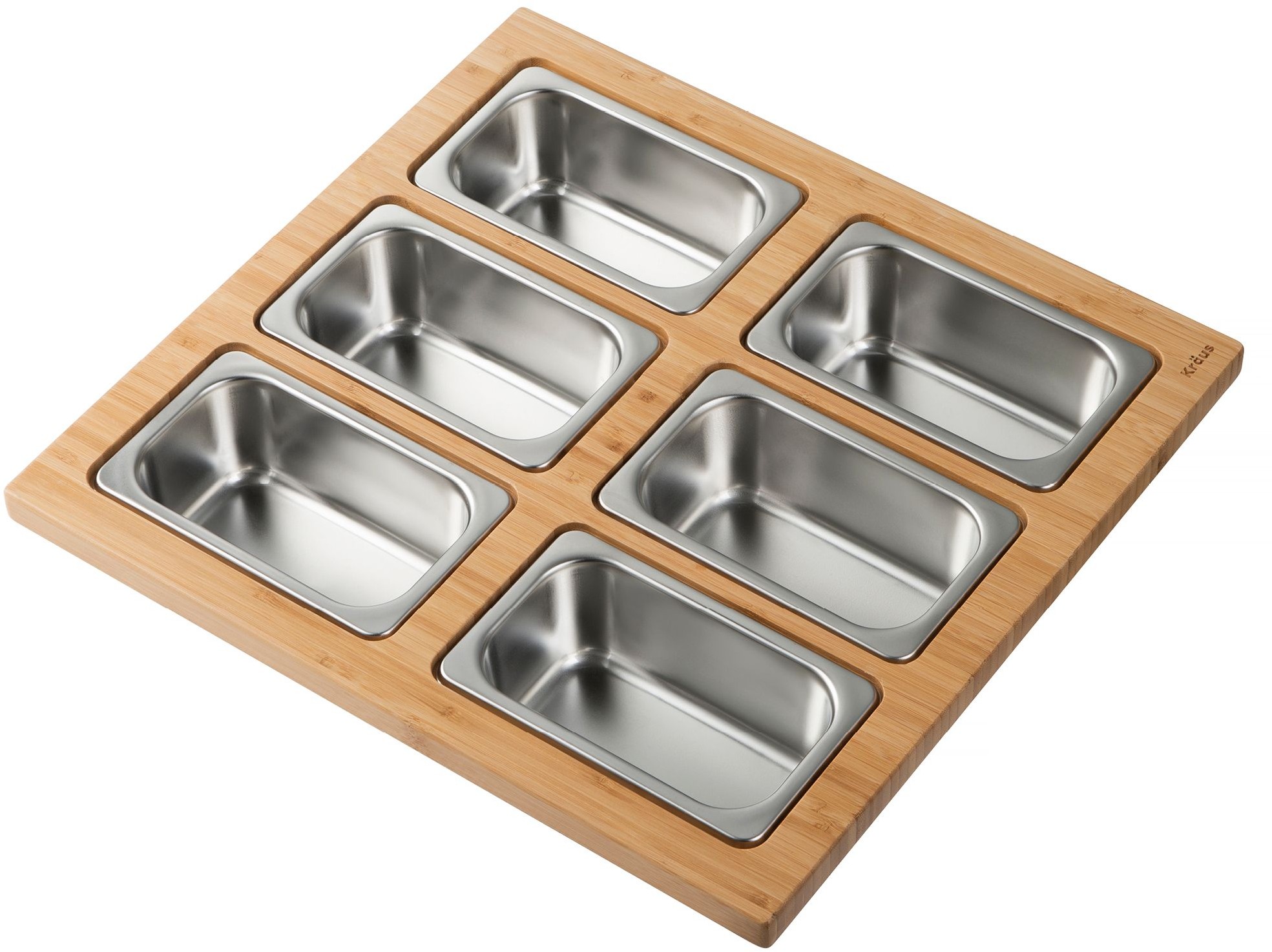 Kraus KSC-1004BB 16.75 x 15.75 in. Workstation Kitchen Sink Serving Board Set with Rectangular Stainless Steel Bowls