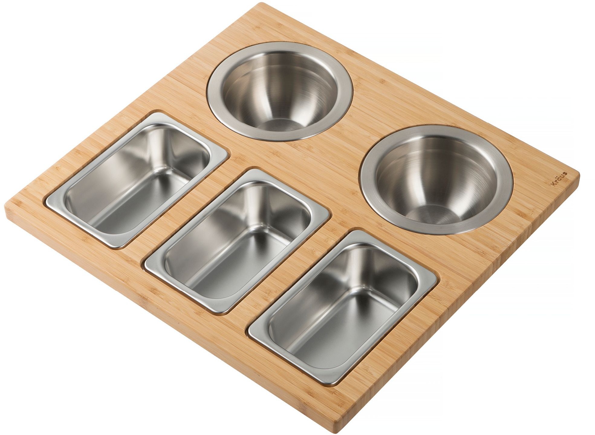 Kraus KSC-1006BB 16.75 x 15.75 in. Workstation Kitchen Sink Serving Board Set with Stainless Steel Bowls - 6.12 x 2.87 in.