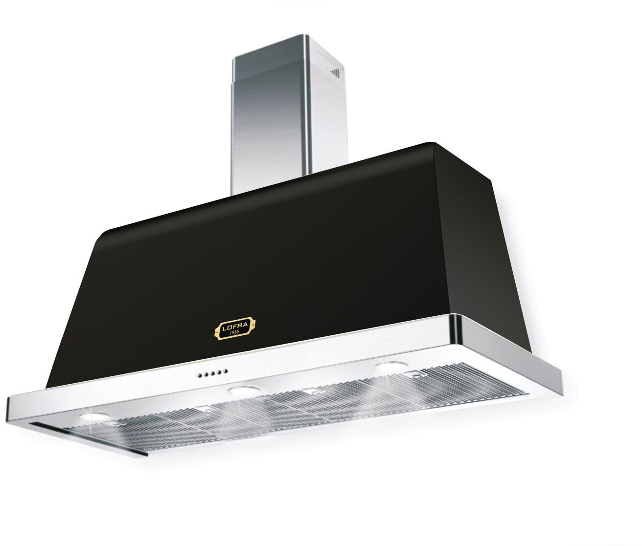 Lofra ARNM48O 48 inch Dolcevita Series Chimney Wall Hood with 471 CFM, LED Lighting, Dishwasher Safe Anti Grease Metal Filters (Matte Black, Brass)