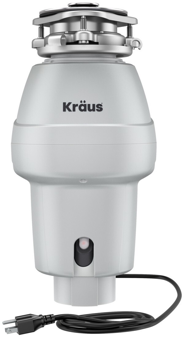 Kraus KWD201-50MCG 0.5 HP Waste Guard Continuous Feed Garbage Disposal with Ultra-Quiet Motor for Kitchen Sink with Power Cord & Flange, White