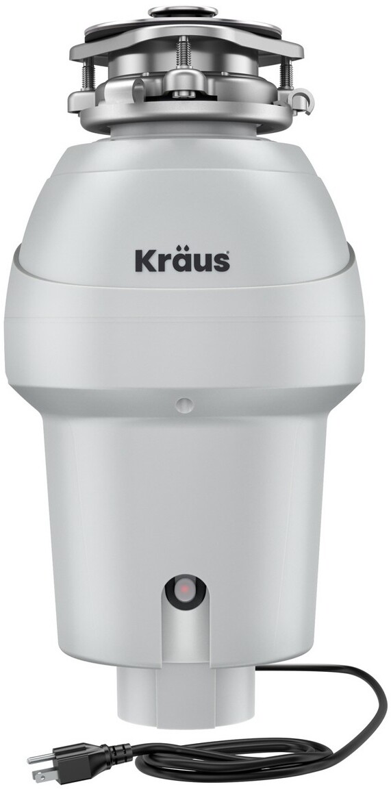 Kraus KWD211-75MCG 0.75 HP Waste Guard Continuous Feed Garbage Disposal with Ultra-Quiet Motor for Kitchen Sink with Power Cord & Flange, White
