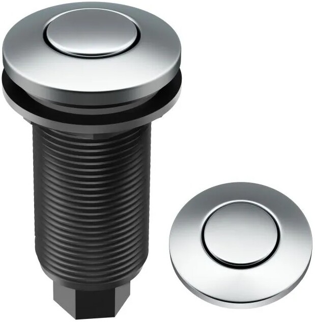 Kraus KWDA-100CH Garbage Disposal Air Switch Kit with Push Button, AC Adapter, Power Cord & Air Tube - Chrome
