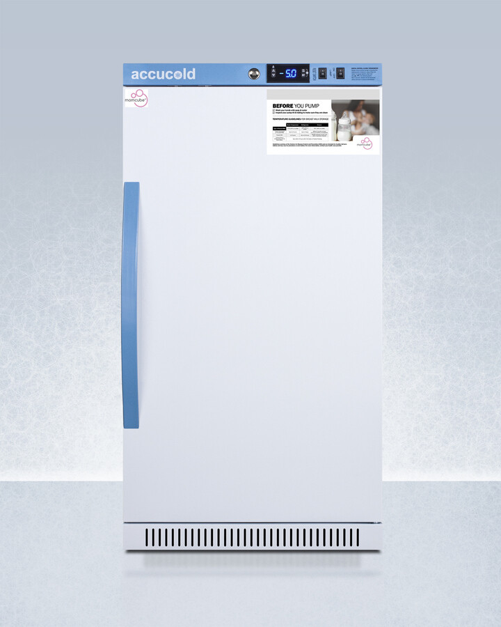 AccuCold AFZ2PVBIADAMC 20 inch MOMCUBE Breast Milk Freezer with 2.47 cu. ft. Capacity, ADA Compliant, Temperature Alarm, Open Door Alarm and Factory-Installed Lock in White (Right Hinge)