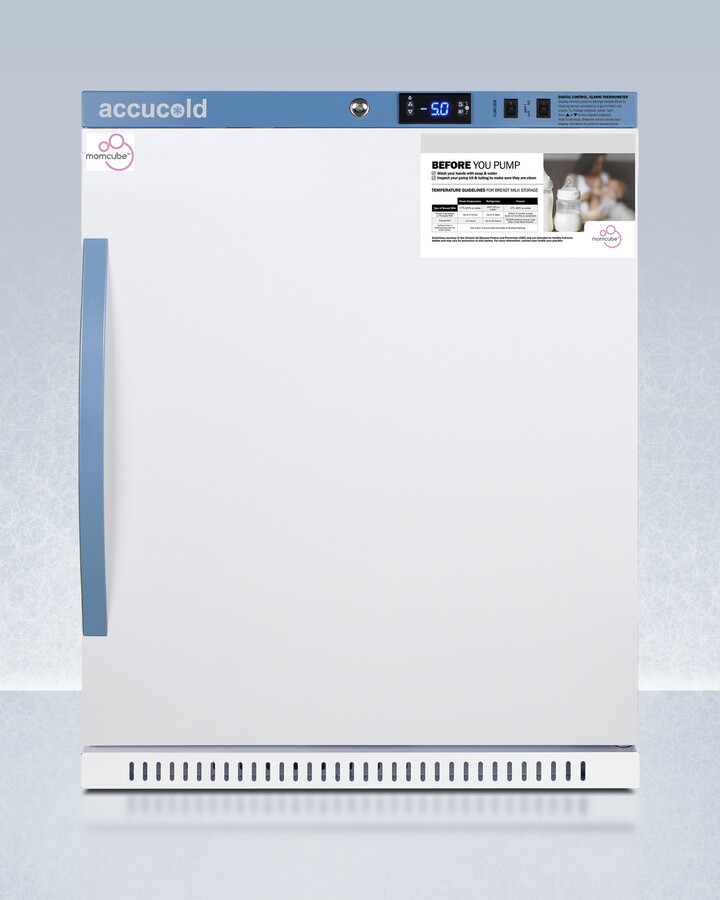 AccuCold AFZ5PVBIADAMC 24 inch MOMCUBE Breast Milk Freezer with 3.88 cu. ft. Capacity, ADA Compliant, Temperature Alarm, Open Door Alarm and Factory-Installed Lock in White (Right Hinge)