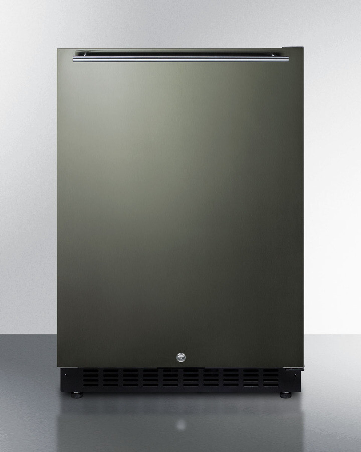 Summit AL54KSHHLHD 24 inch Compact Refrigerator with 4.8 cu. ft. Capacity, Door Lock, Horizontal Professional Handle, Sabbath Mode, ADA Compliant (Black Stainless Steel, Left Hinge)