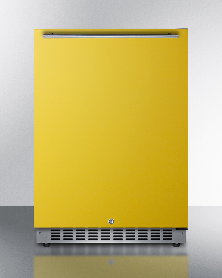 Summit AL54YLHD 24 inch Compact Refrigerator with 4.8 cu. ft. Capacity, Door Lock, Horizontal Professional Handle, Sabbath Mode, ADA Compliant (Saffron Gold, Left Hinge)