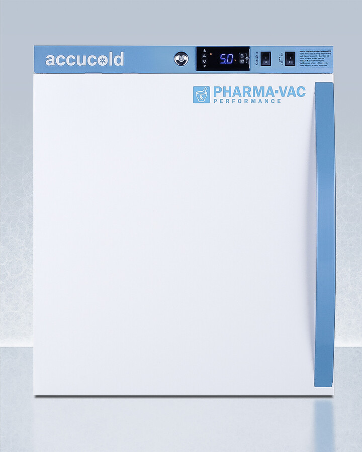 AccuCold ARS2PVLHD 19 inch Compact Vaccine Refrigerator with 1.94 cu. ft. Capacity, Antimicrobial Silver Ion-Coated Handle and Temperature Alarm in White (Left Hinge)