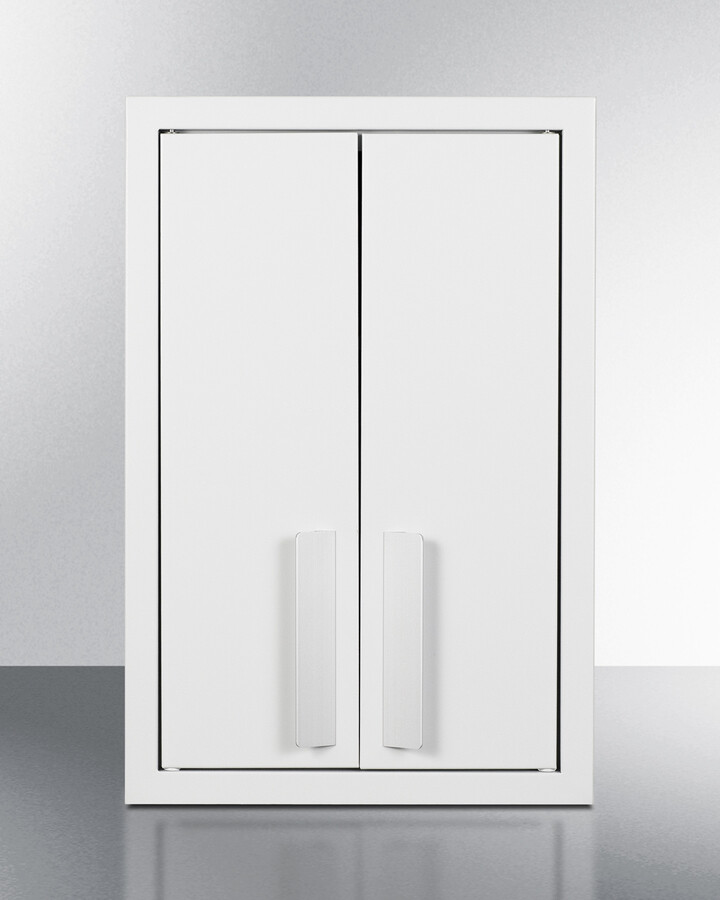 Summit CAB1218TALLWH 12 inch Wall Cabinet with Powder-Coated Metal Construction, Interior Shelving and French Door Design (White)