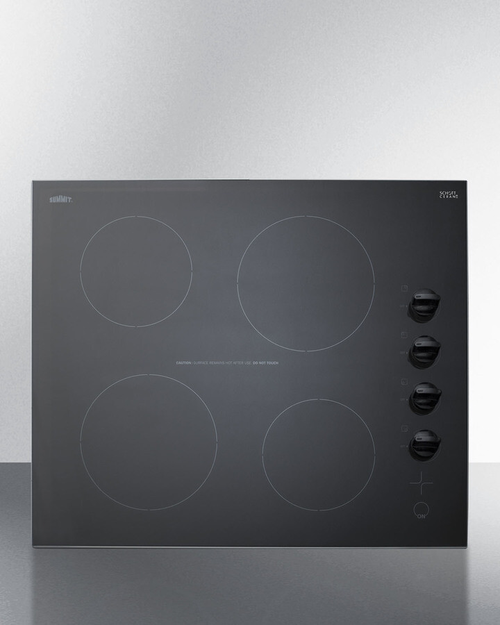 Summit CR4B242BK 24" Wide 230V 4-Burner Radiant Cooktop - Electric, 6000W, Jet Black Finish