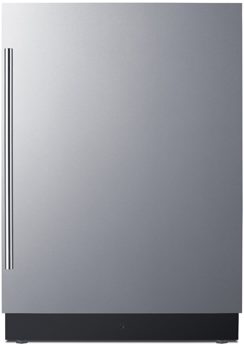 Summit FFRF5IM 24 inch Compact Dual Zone Refrigerator with Lower Freezer Compartment, 3.2 cu. ft. Capacity, Ice Maker, Reversible Door, Black Interior, Door Lock (Stainless Steel, Right Hinge)