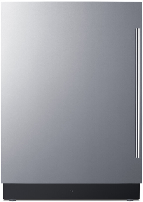 Summit FFRF5IMLHD 24 inch Compact Dual Zone Refrigerator with Lower Freezer Compartment, 3.2 cu. ft. Capacity, Ice Maker, Reversible Door, Black Interior, Door Lock (Stainless Steel, Left Hinge)