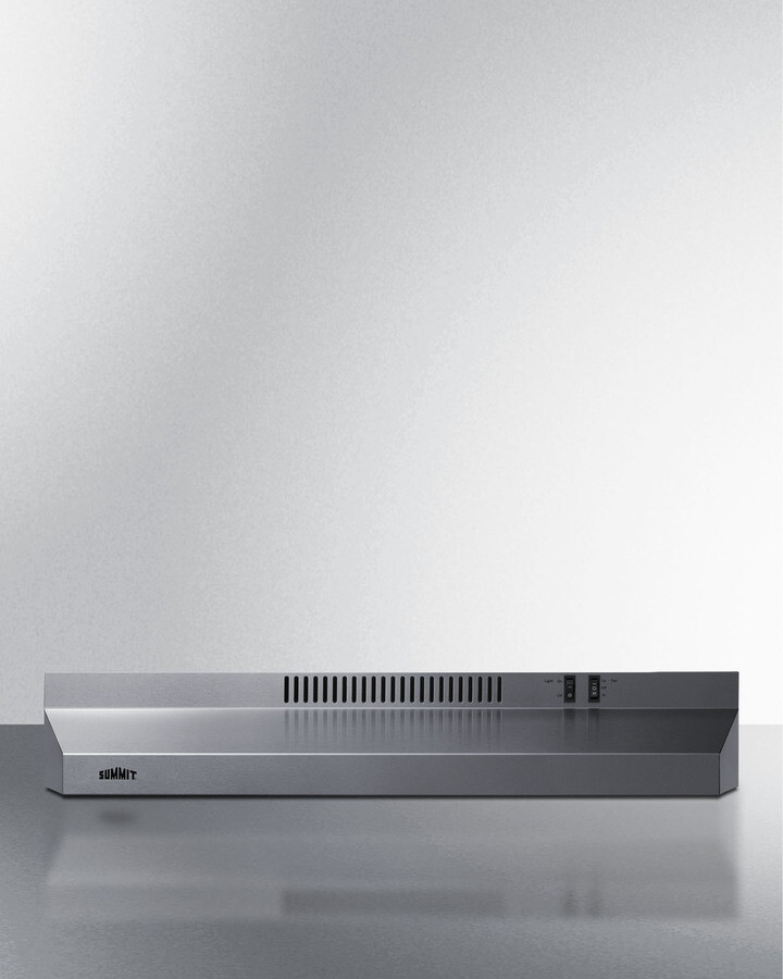 Summit H30RSS 30" Under Cabinet Convertible Range Hood - Stainless Steel Finish, 2-Speed Fan, Convertible Ventilation