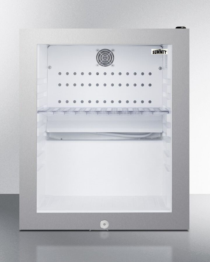Summit MB13GLSSLHD 16 inch Wide Compact Minibar with 0.9 cu. ft. Capacity, Double Pane Tempered Glass Door and Digital Controls in Stainless Steel (Left Hinge)