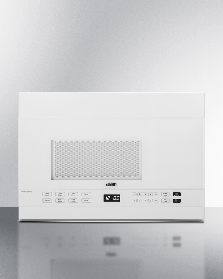 Summit MHOTR241W 24 inch Over the Range Microwave with 1.4 cu. ft. Capacity, Turntable, LED Lighting, Auto Cook, Timed Cook, Multi-Stage Cooking, 10 Power Levels (White)