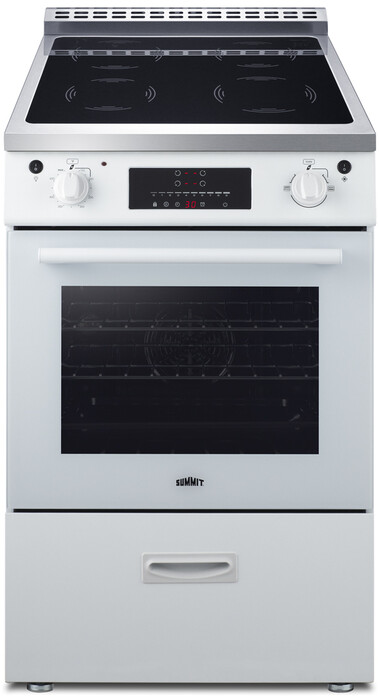 Summit REN24W5 24 inch Freestanding Induction Range with 4 Elements, 2.66 cu. ft. Oven Capacity, Convection, ENERGY STAR Certified and Residual Heat Indicator (White)