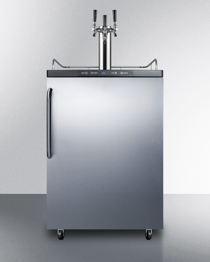 Summit SBC635MSSTBTRIPLE 24" Wide Kegerator - Triple Tap Sankey Draft System, Digital Thermostat, Stainless Steel Door