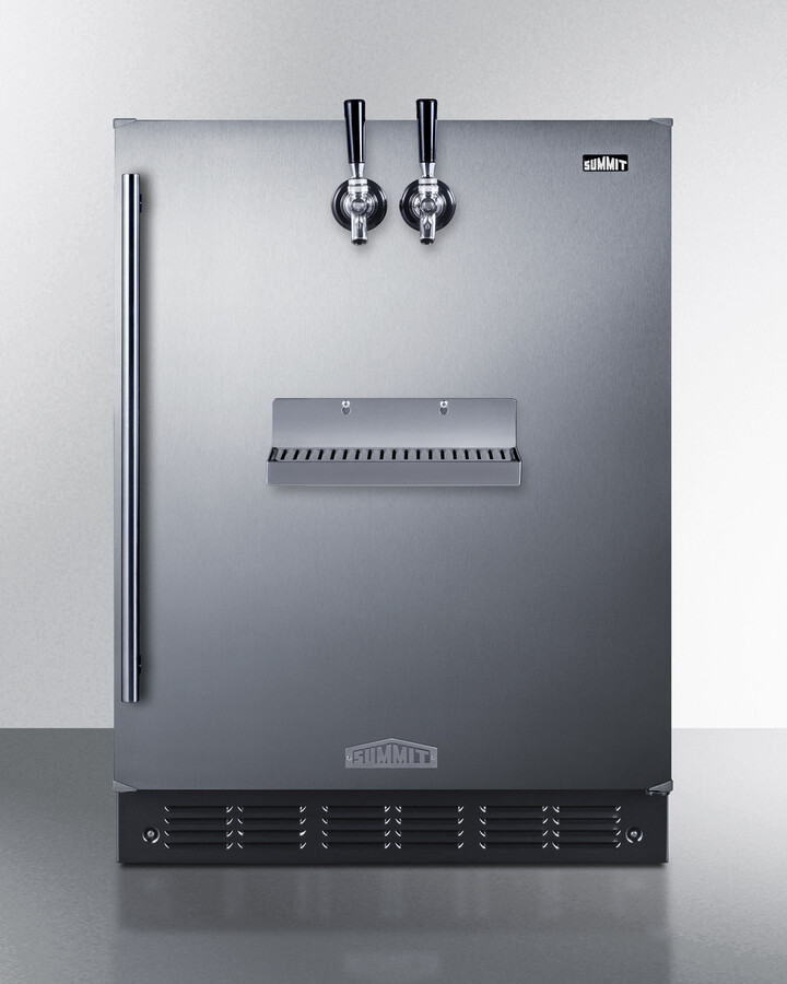 Summit SBC7BRSFRTPCFADA 24 inch Built-In/Freestanding Front Tap Cold Brew Coffee Kegerator with 5.3 cu. ft. Capacity, Dual Tap System, ADA Compliant and Automatic Defrost in Stainless Steel (Right Hinge)