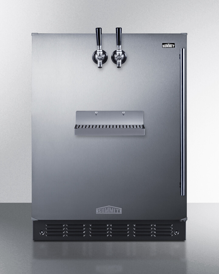 Summit SBC7BRSFRTPADALHD 24 inch Built-In/Freestanding Front Tap Beer Kegerator with 5.3 cu. ft. Capacity, Dual Tap System, ADA Compliant and Automatic Defrost in Stainless Steel (Left Hinge)